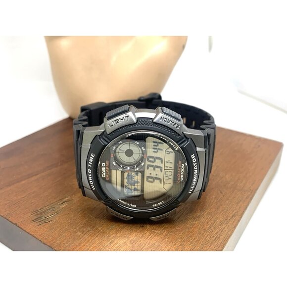 Casio Men's Watch AE1000W Black Resin Digital Quartz Sport World Time 3198 - Picture 8 of 14